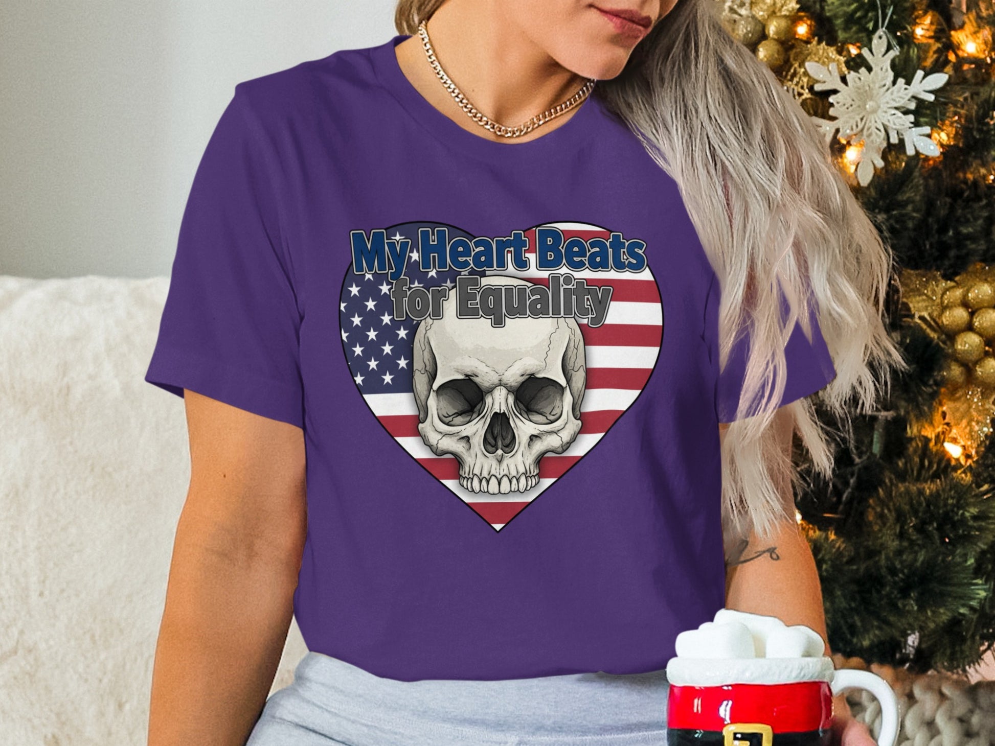 My Heart Beats for Equality Skull Heart Graphic Tee