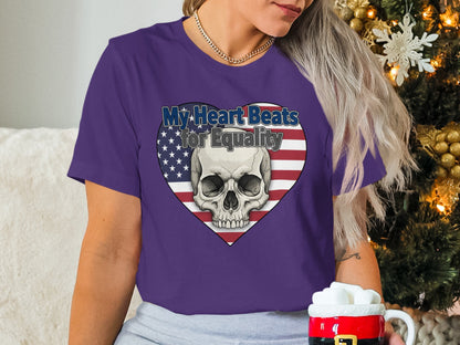 My Heart Beats for Equality Skull Heart Graphic Tee
