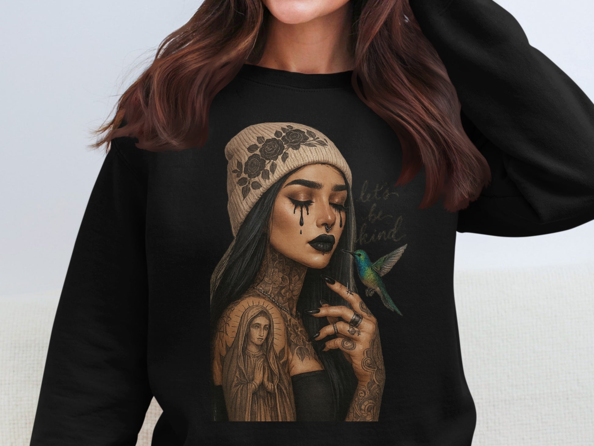 Emotional Tattooed Woman and Hummingbird Sweatshirt product