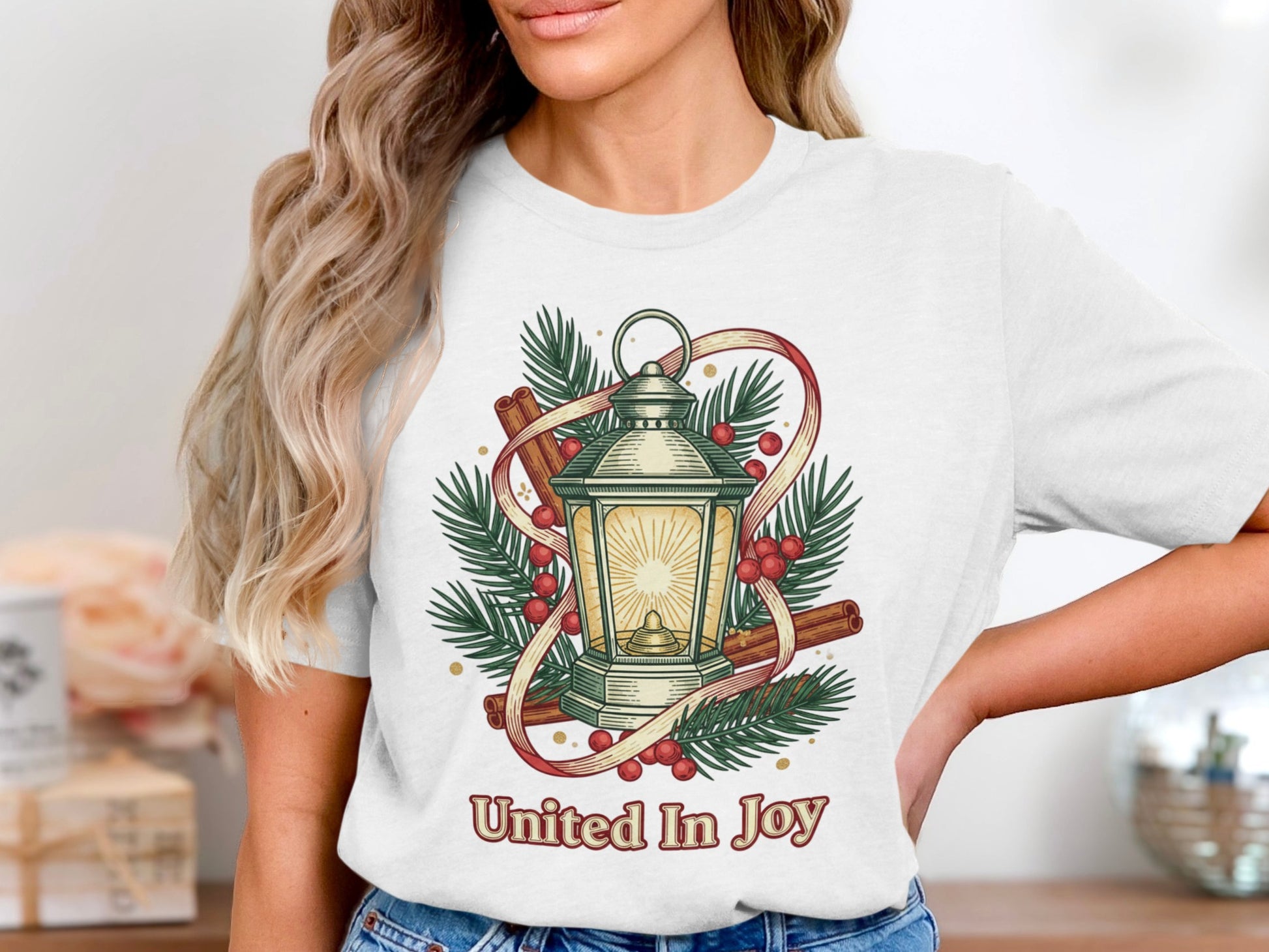 United In Joy Lantern Graphic Holiday Shirt