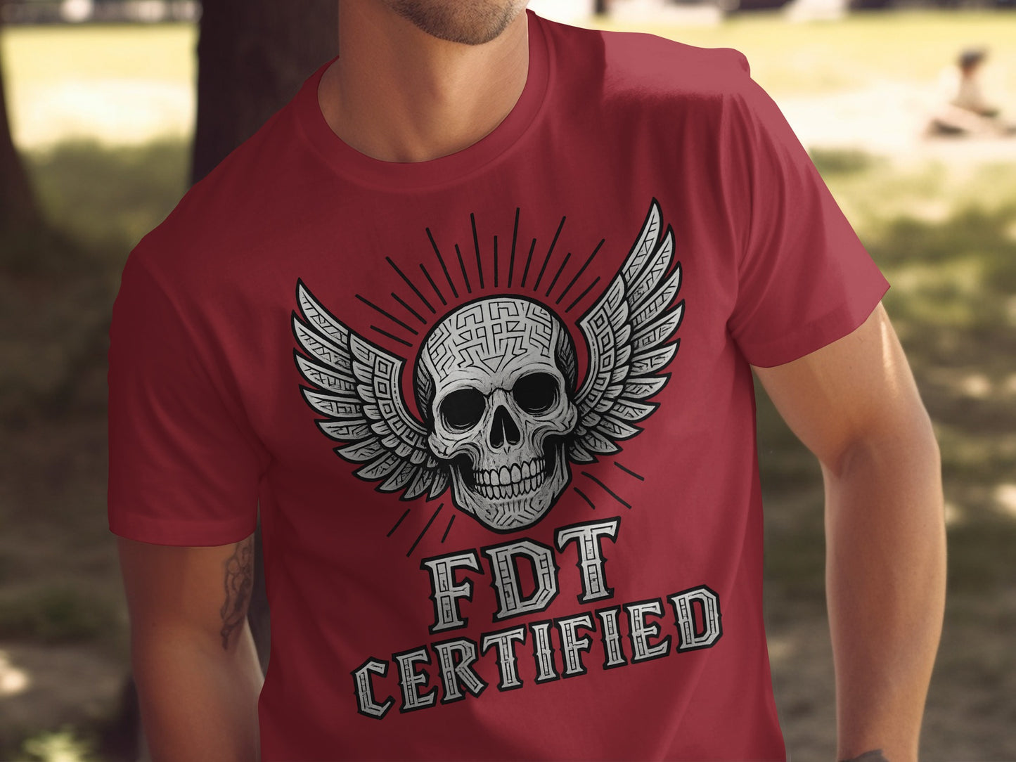 FDT Certified Winged Skull Design T-Shirt