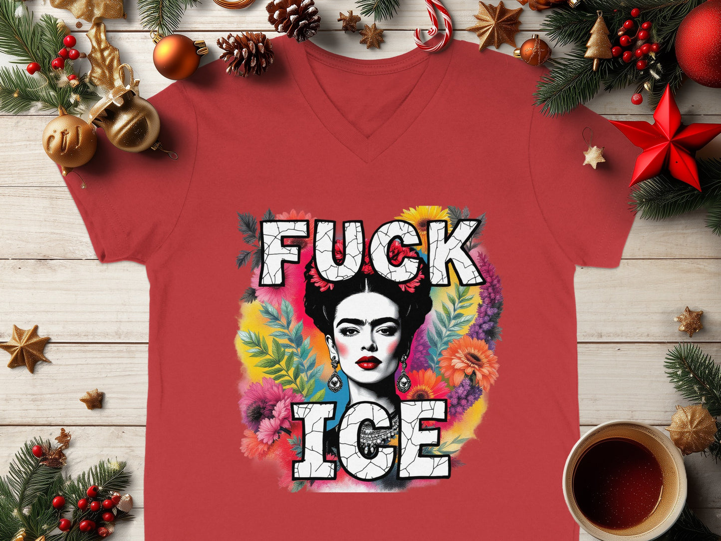 Fuck Ice Colorful Flowers Frida Design Shirt