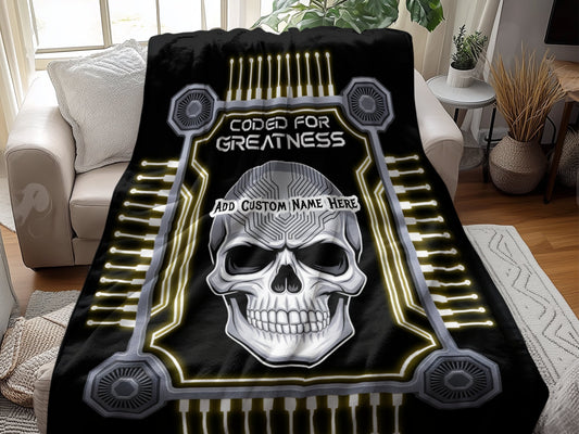 Coded for Greatness Customizable Skull Blanket product