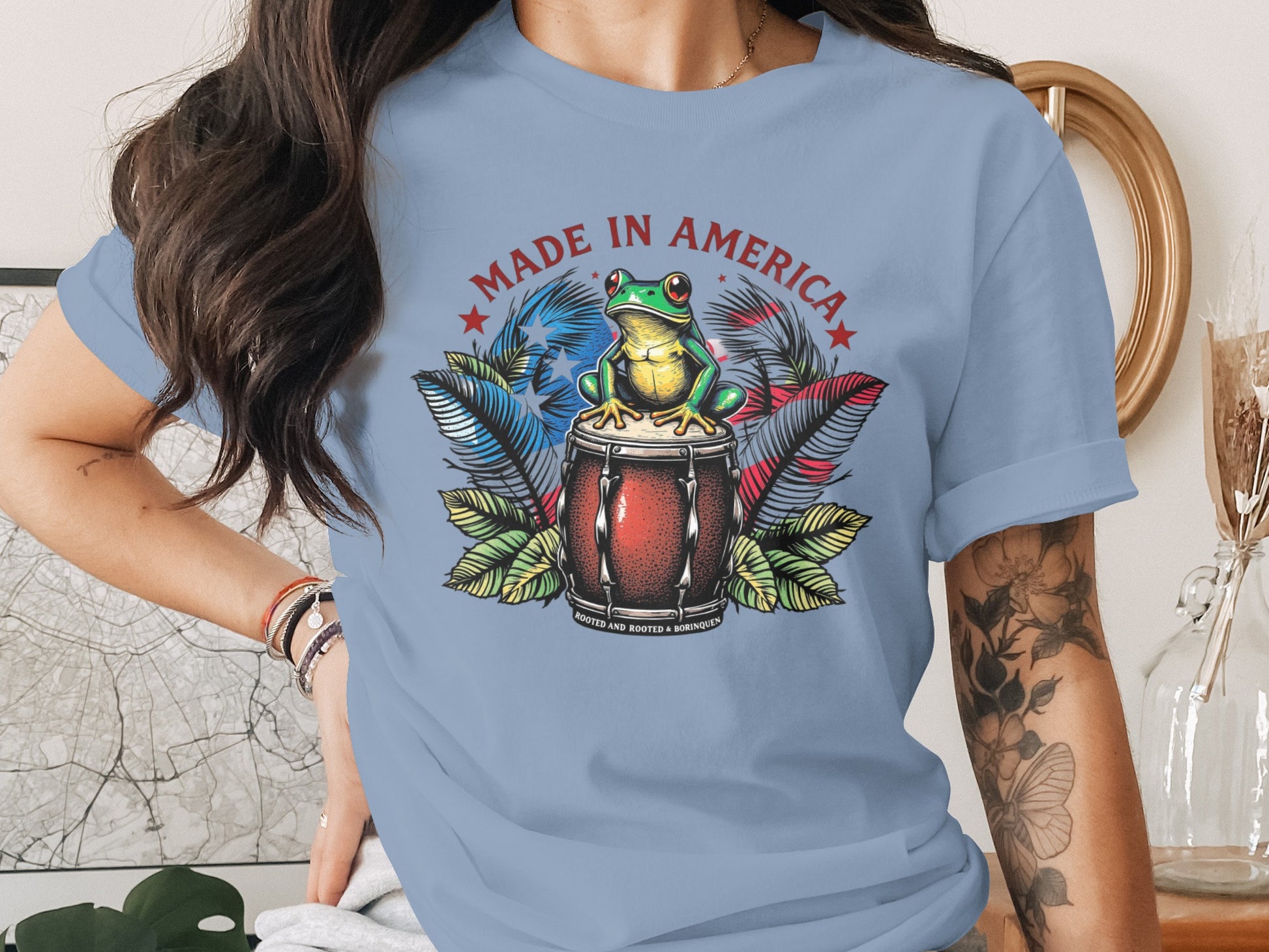 Made In America Frog On Drum Graphic T-Shirt