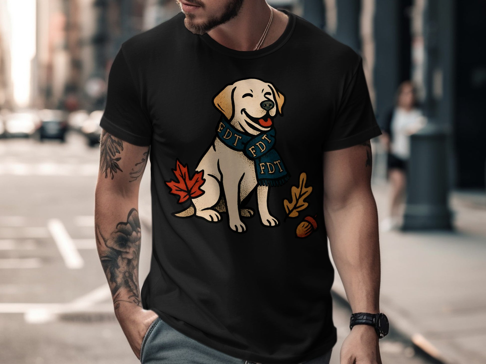 Autumn Labrador Dog Print Men's T-Shirt Product