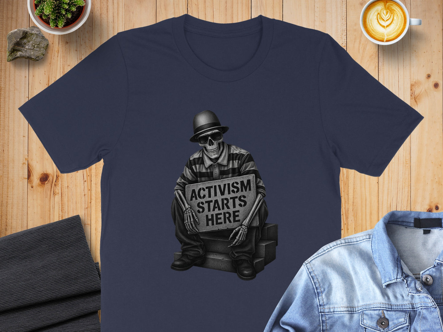 Activism Starts Here Skeleton Holding Sign T-Shirt Product