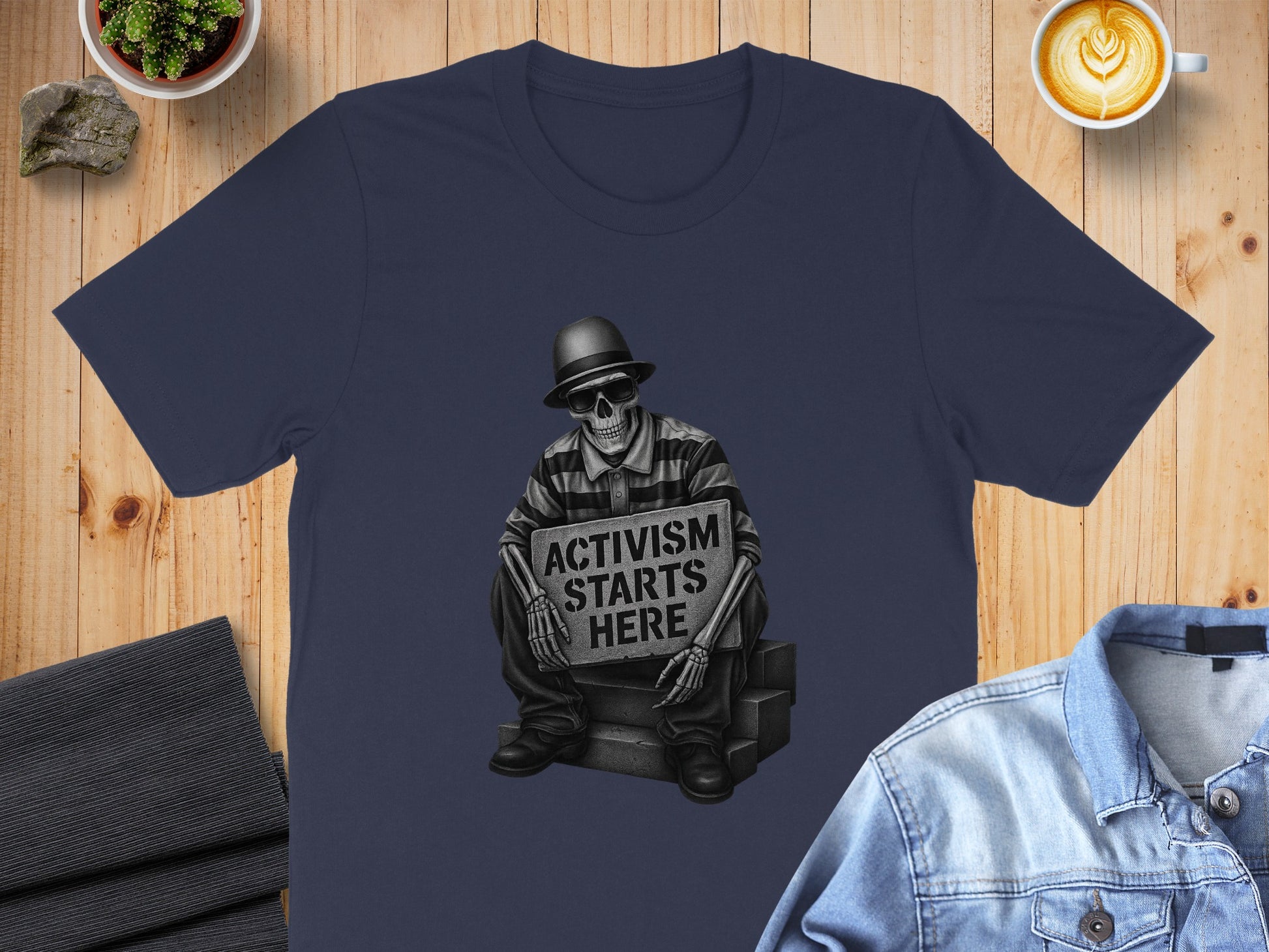 Activism Starts Here Skeleton Holding Sign T-Shirt Product