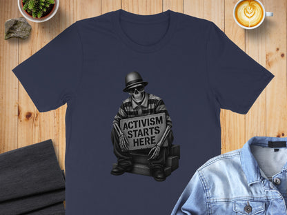 Activism Starts Here Skeleton Holding Sign T-Shirt Product