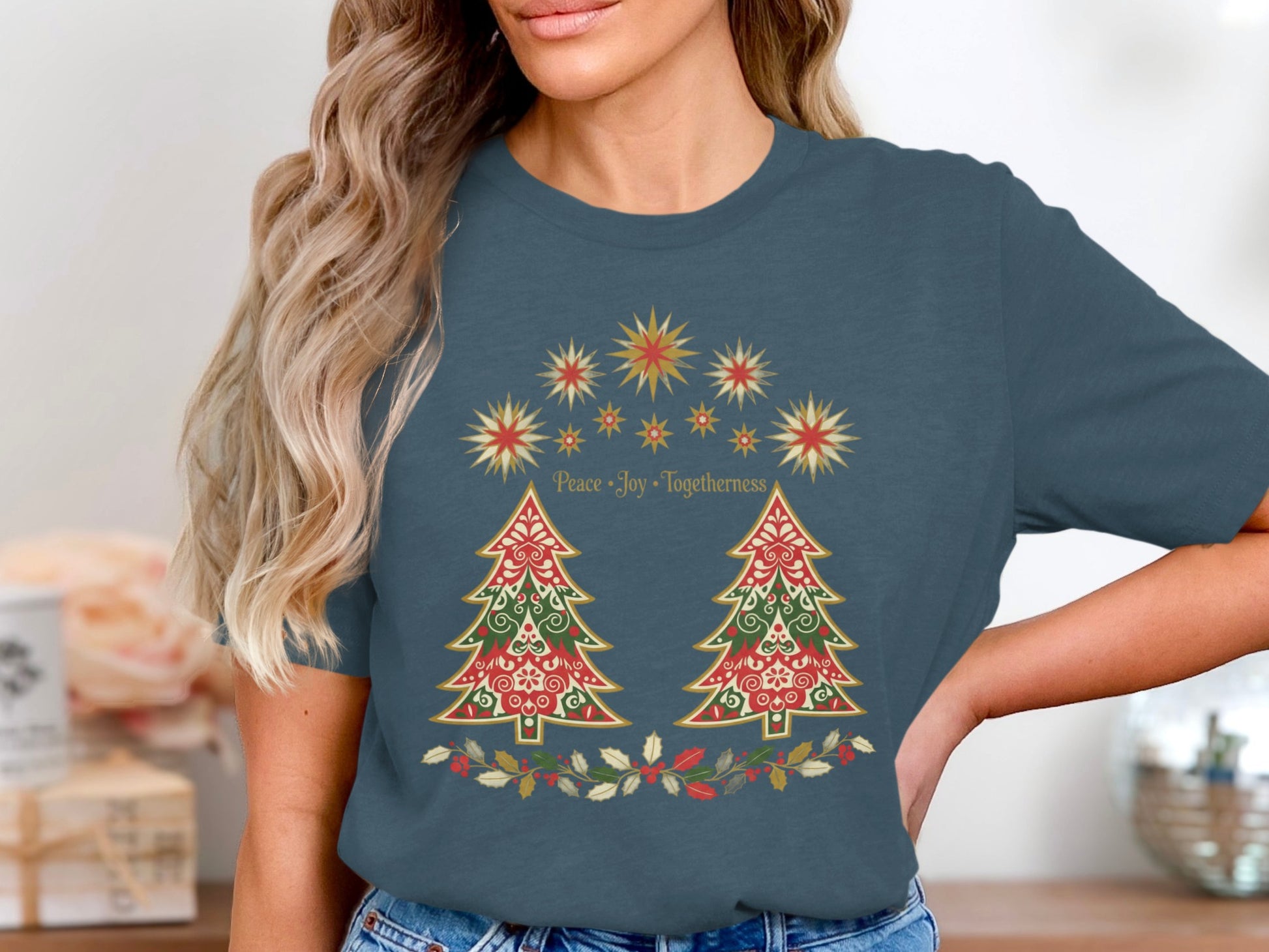Peace Joy Togetherness Christmas Trees Graphic Tee