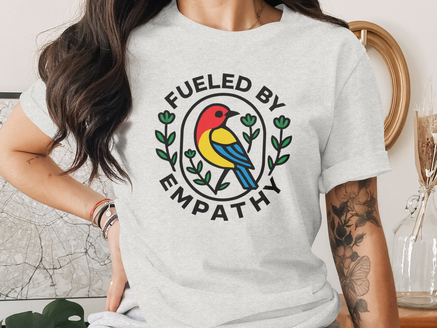 Fueled By Empathy Colorful Bird Graphic T-shirt product type