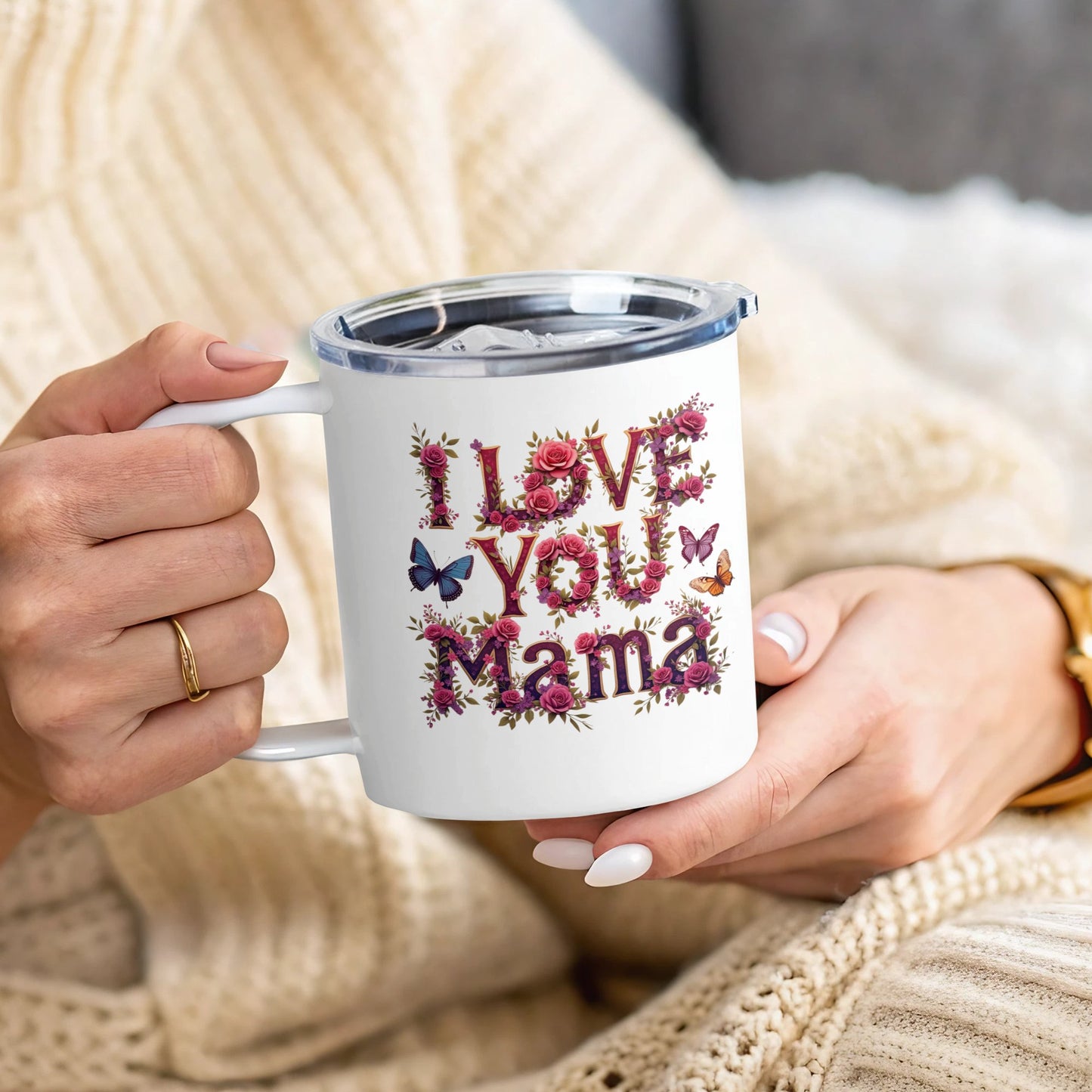 I Love You Mama Butterfly Floral Coffee Mug product
