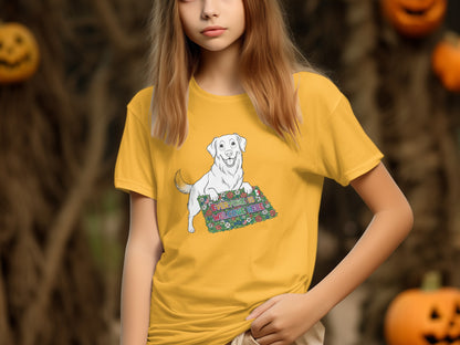 Halloween Dog Holding Trick Or Treat Sign Shirt