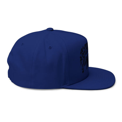 Blue Snapback Cap with Embroidered Wolf Design