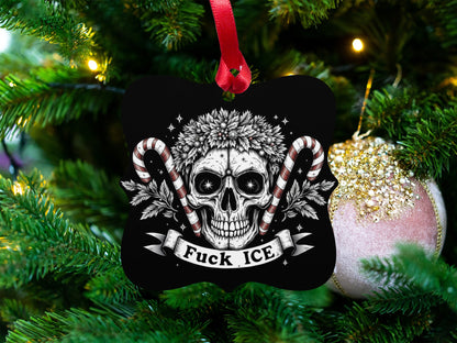 Funny Skull Ornament with Candy Canes Christmas Decoration