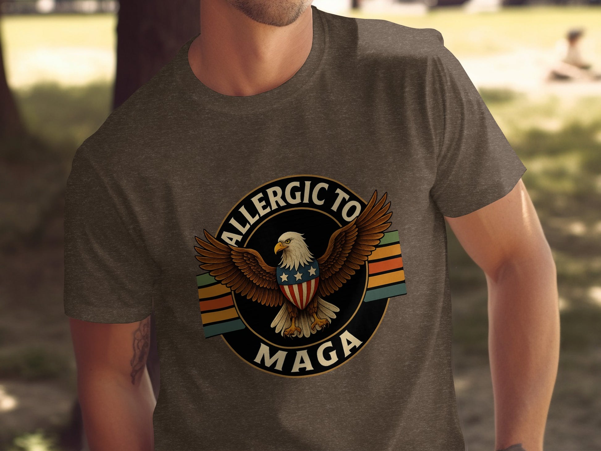 Allergic to MAGA Design with Eagle T-Shirt product