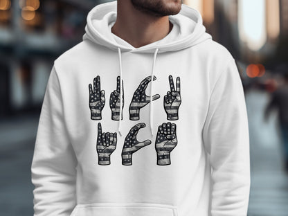 American Flag Hand Sign Language Hoodie