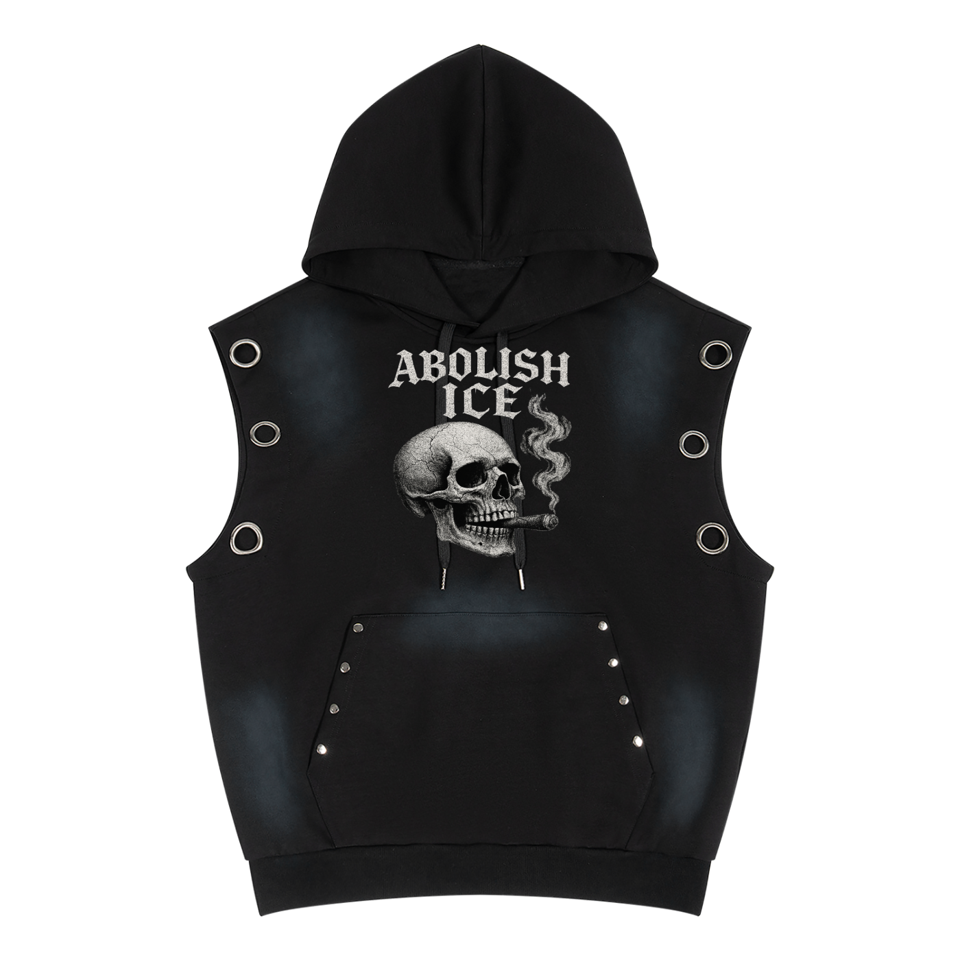 Unisex Vintage Wash Sun Fade Sleeveless Hoodie