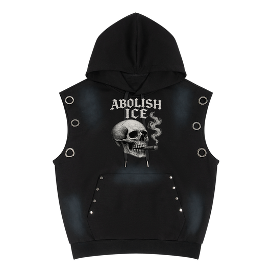 Unisex Vintage Wash Sun Fade Sleeveless Hoodie