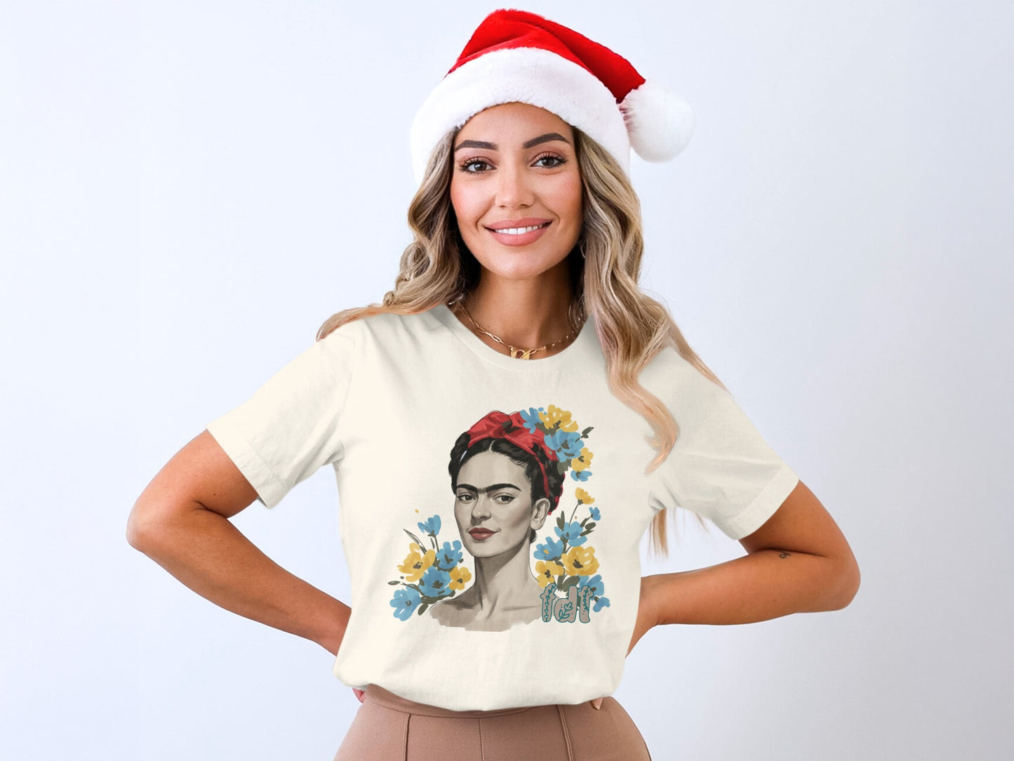 Festive Santa Hat Artistic Portrait Tee product