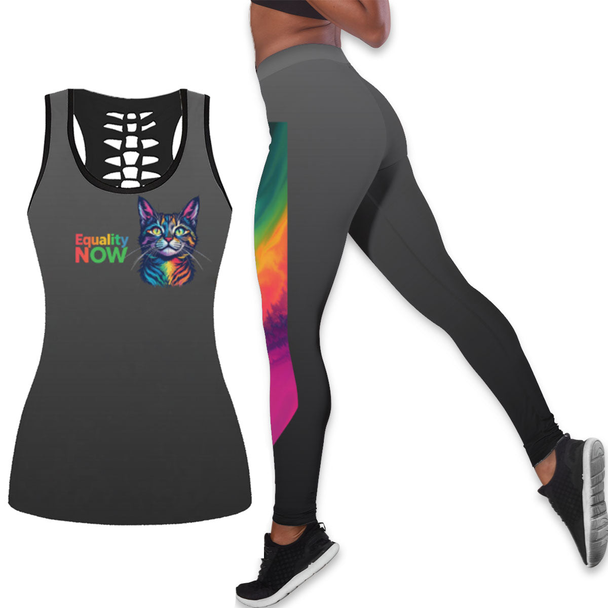 Unleash Your Inner Fashionista with the AOP Women's Cutout Tank Top Set – Where Comfort Meets Style!
