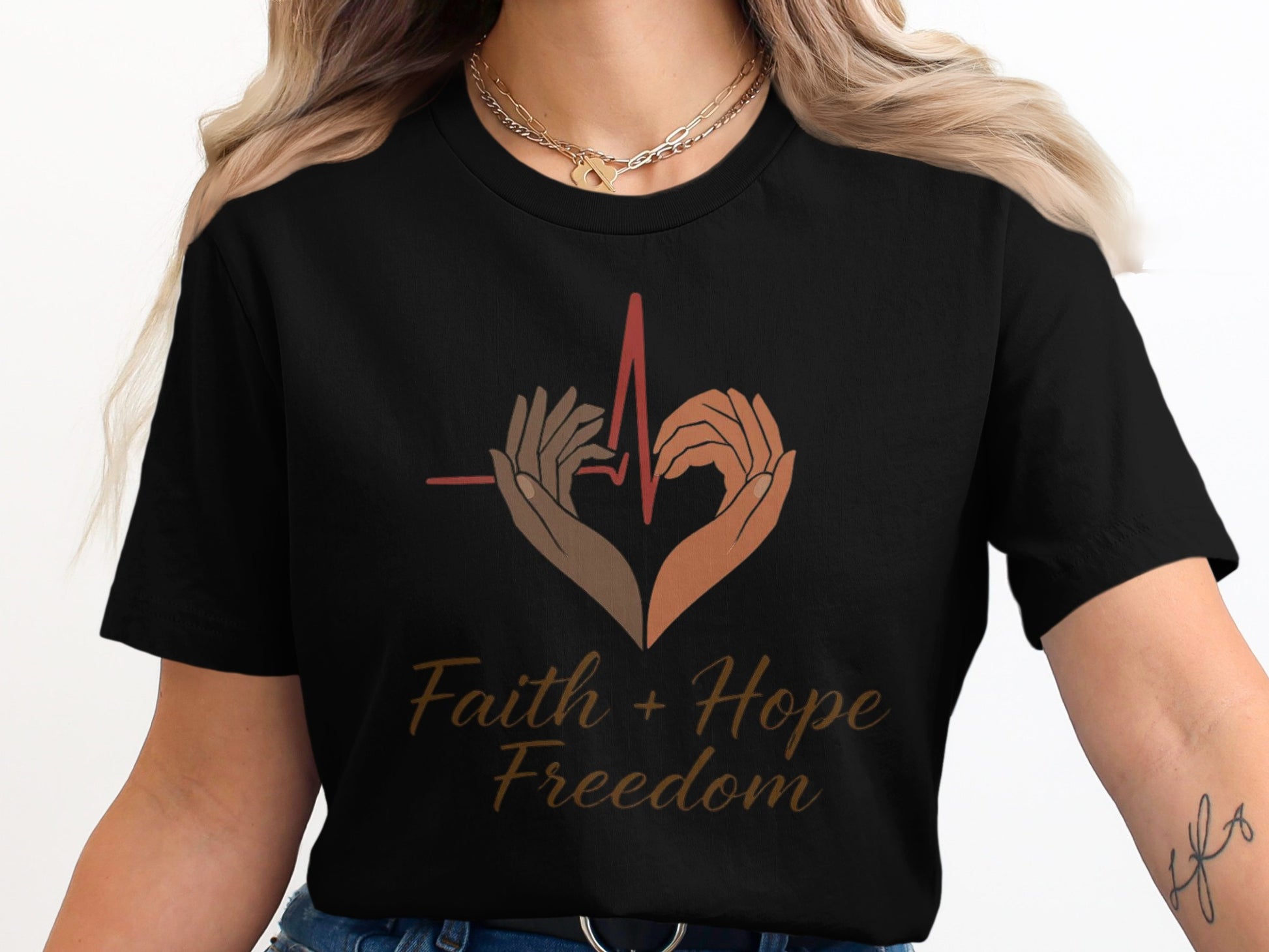 Faith Hope Freedom Heartbeat Design Shirt product