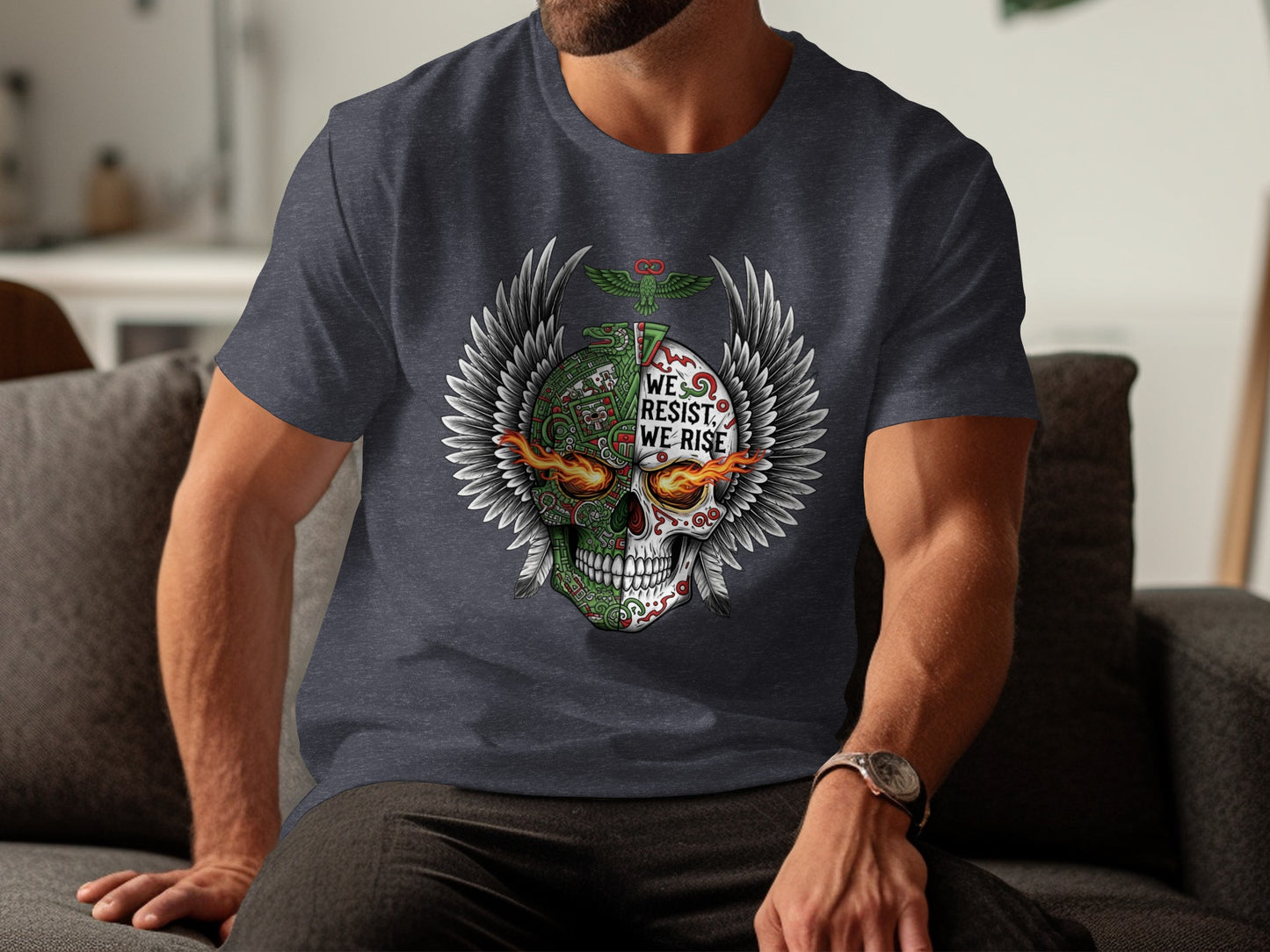 We Resist We Rise Winged Skull Graphic T-shirt product type