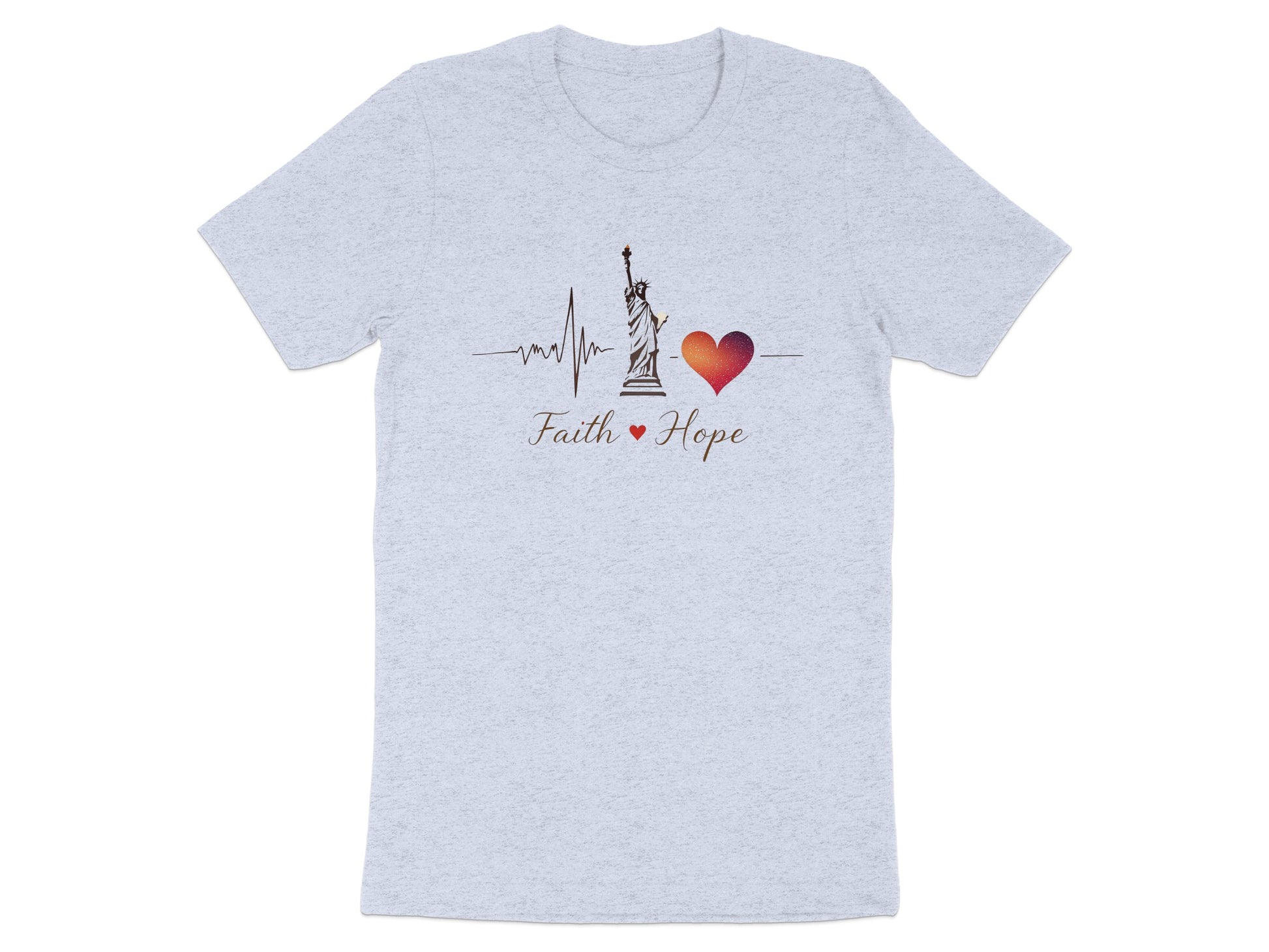 Faith and Hope Statue of Liberty Heartbeat T-shirt product