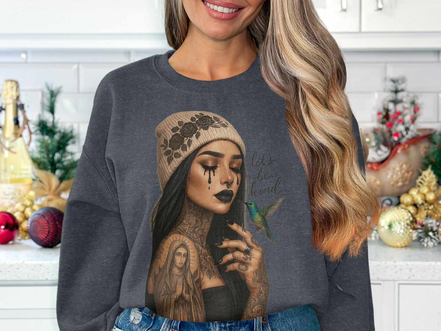 Let's Be Kind Vintage Tattoo Art Graphic Sweatshirt product