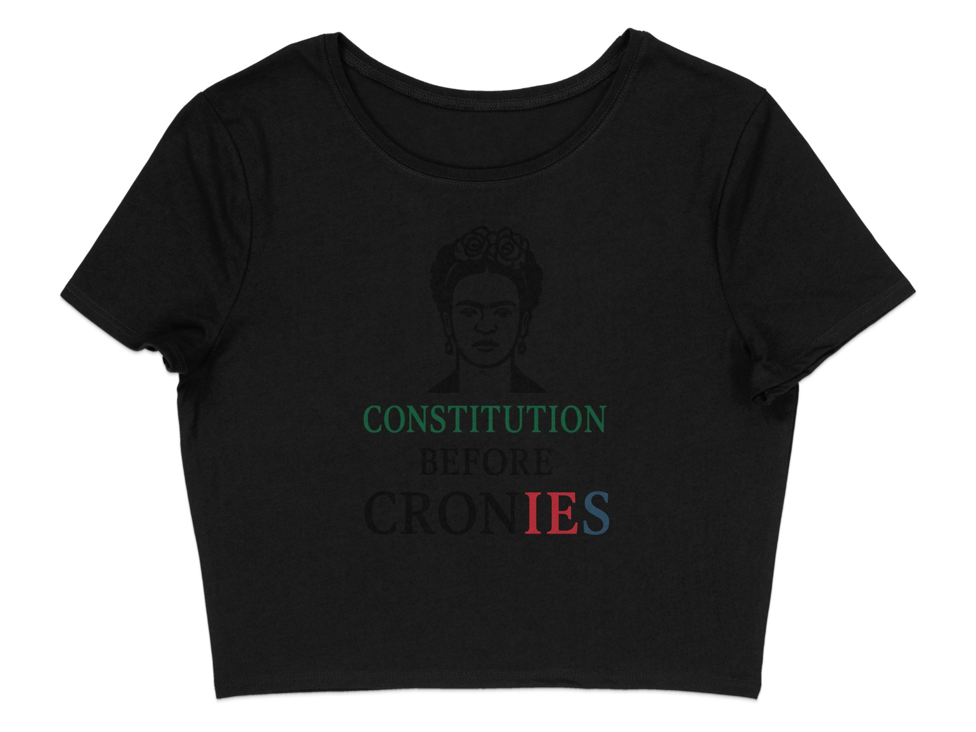 Constitution Before Cronies Black Crop Top product