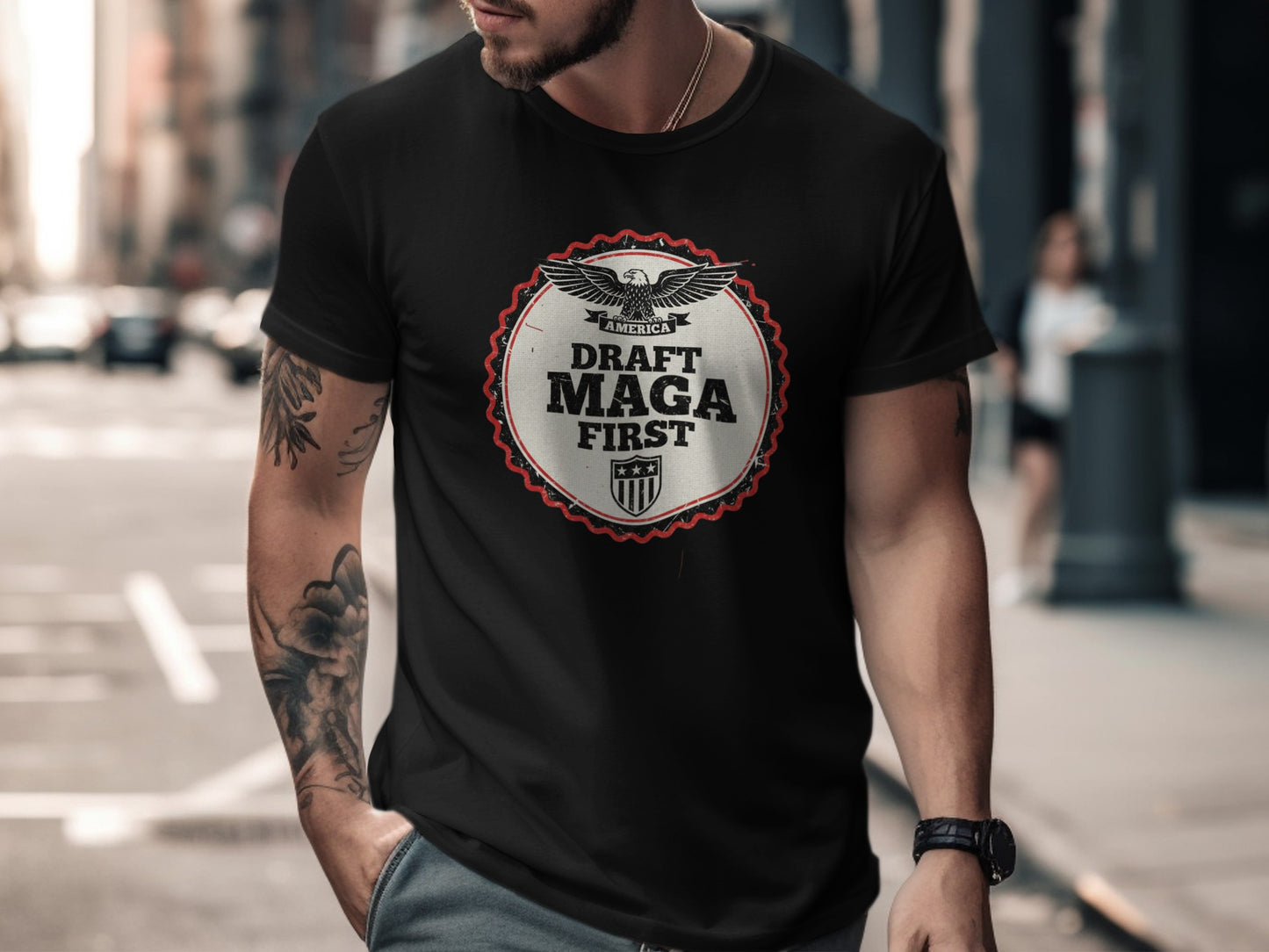 Draft Maga First America Eagle Emblem T-shirt
