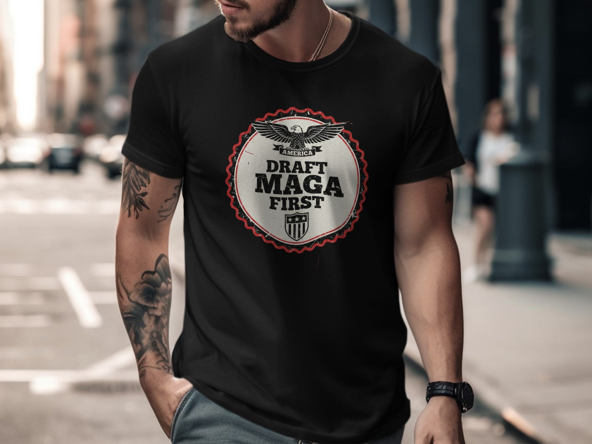 Draft Maga First America Eagle Emblem T-shirt