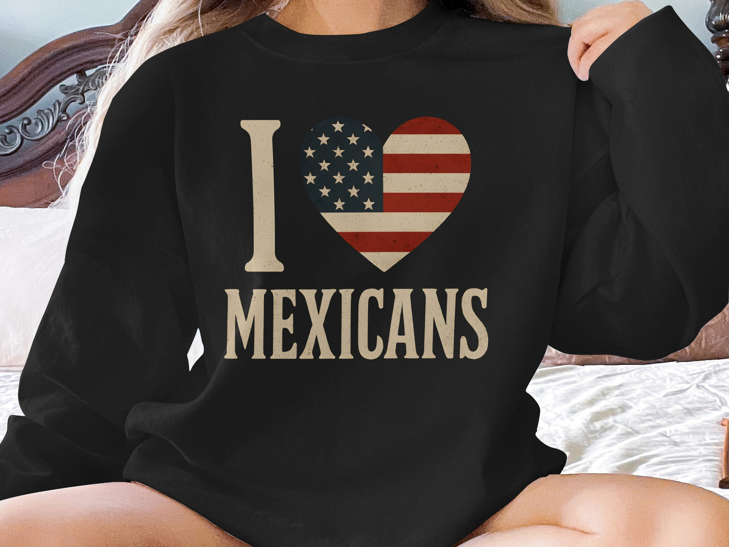 I Love Mexicans American Flag Heart Sweatshirt product type