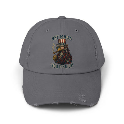 Hey Maga You F**k Up Distressed Dad Hat product
