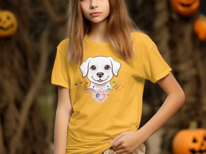 Cute Dog and Heart Design T-Shirt for Women