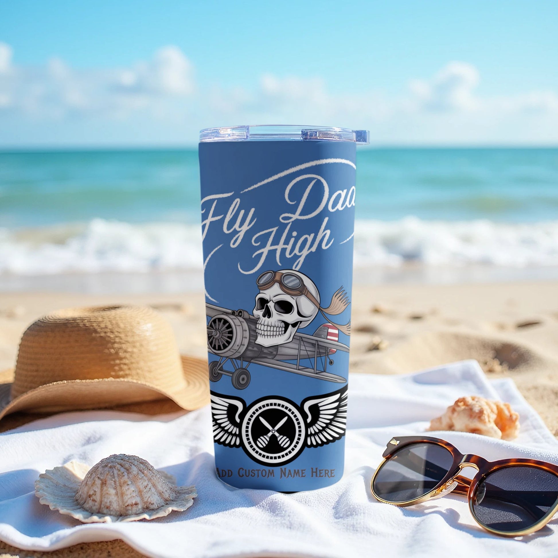 Fly Dad High Skull Plane Graphic Travel Tumbler product