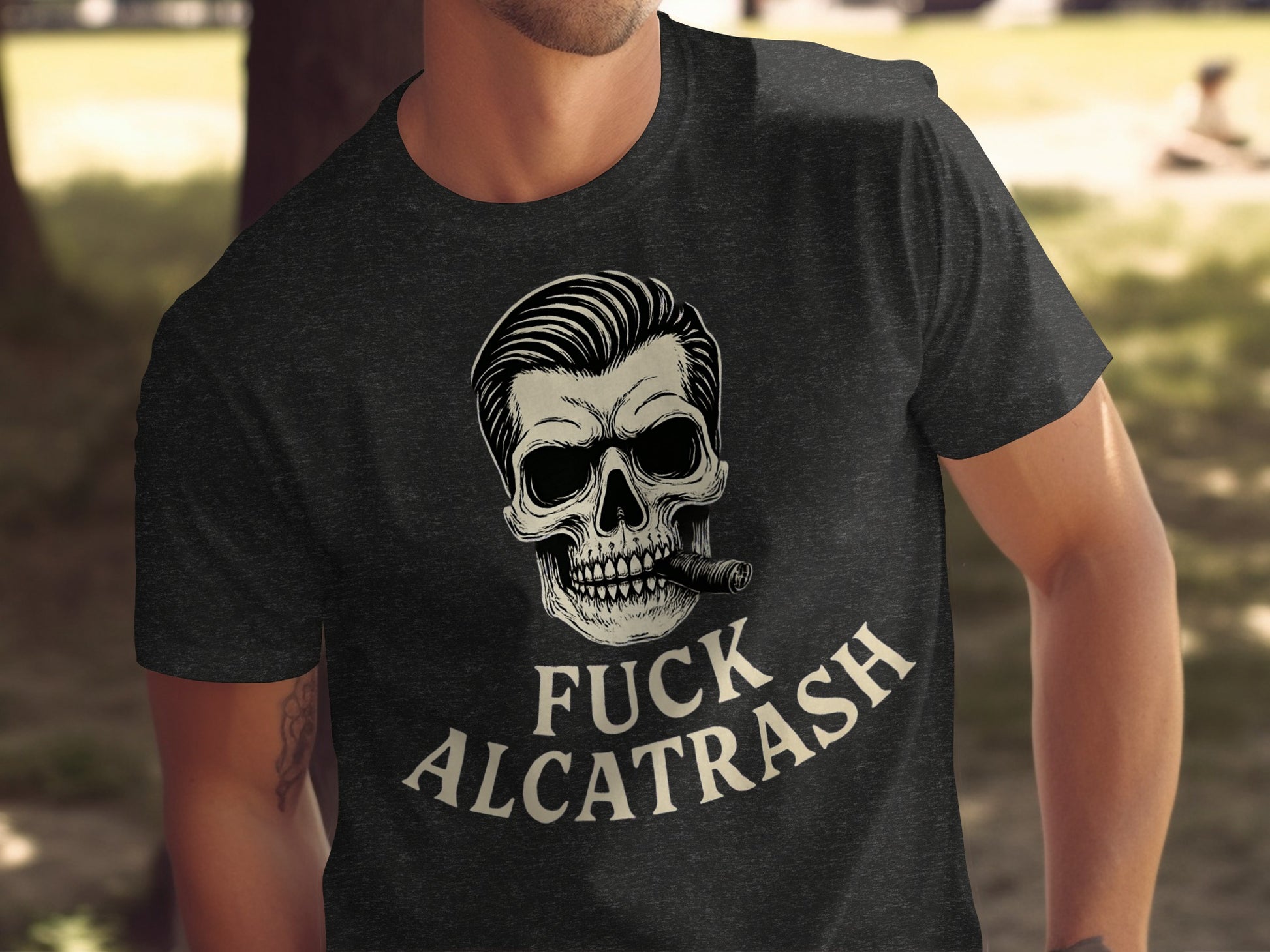 Fuck Alcatrash Skull Cigar Design T-shirt product type
