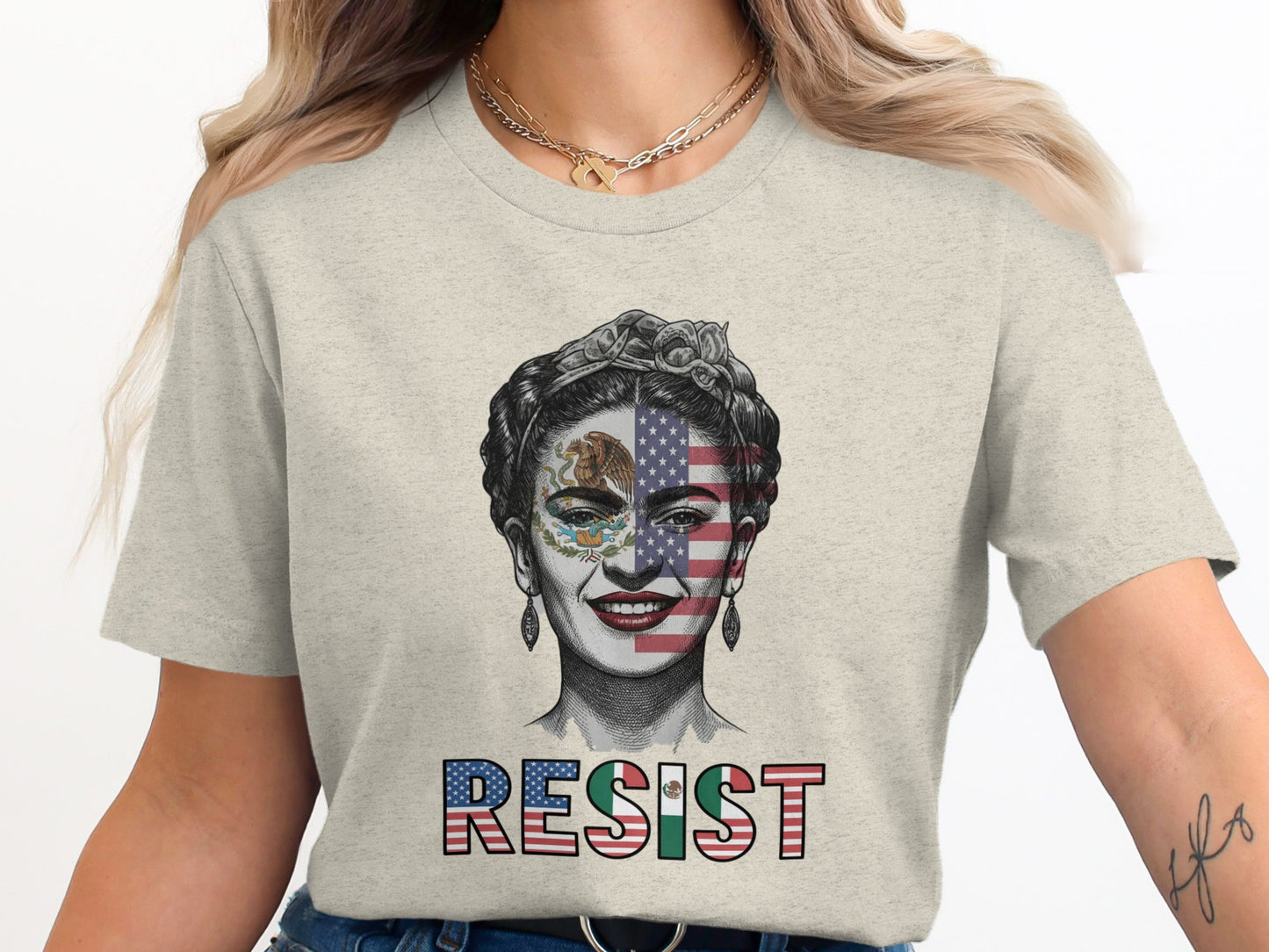 American Flag Face Design Resist T-Shirt product