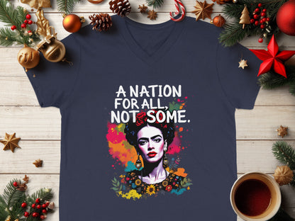 A Nation For All Not Some V Neck Graphic Tee