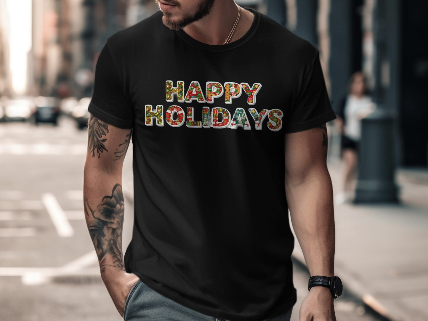 Stylish Happy Holidays Statement T-shirt product