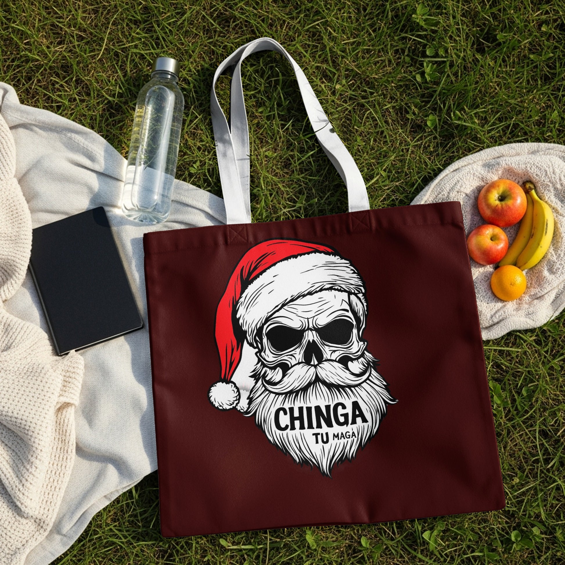 Santa Skull Chinga Tu Maga Graphic Tote Bag