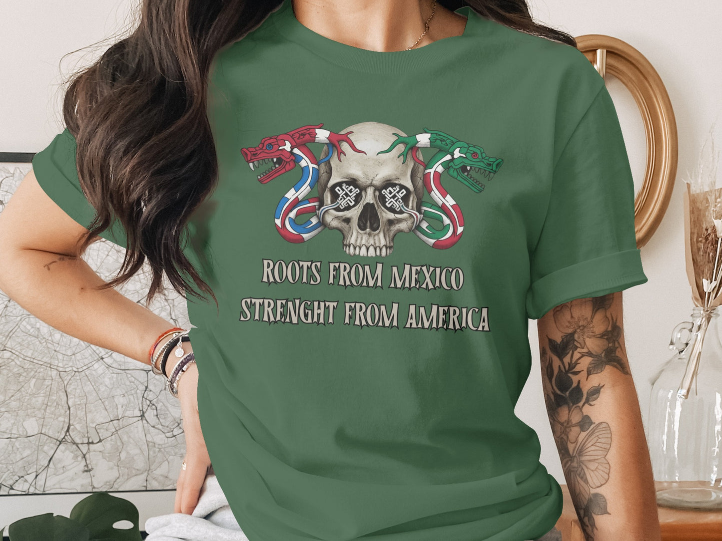 Roots From Mexico Strength From America T-shirt
