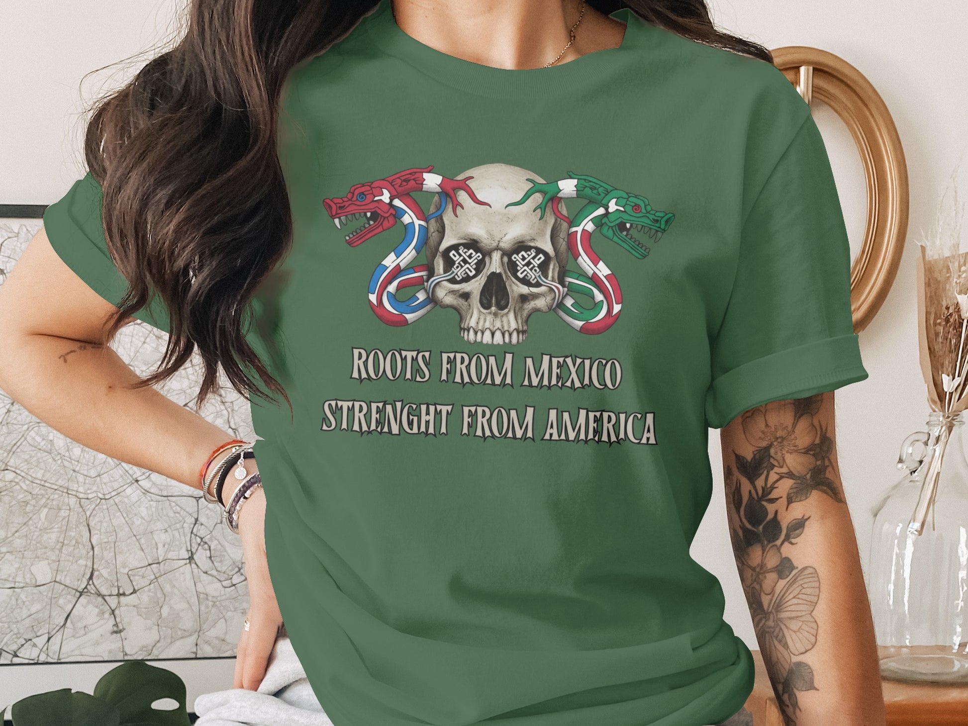Roots From Mexico Strength From America T-shirt