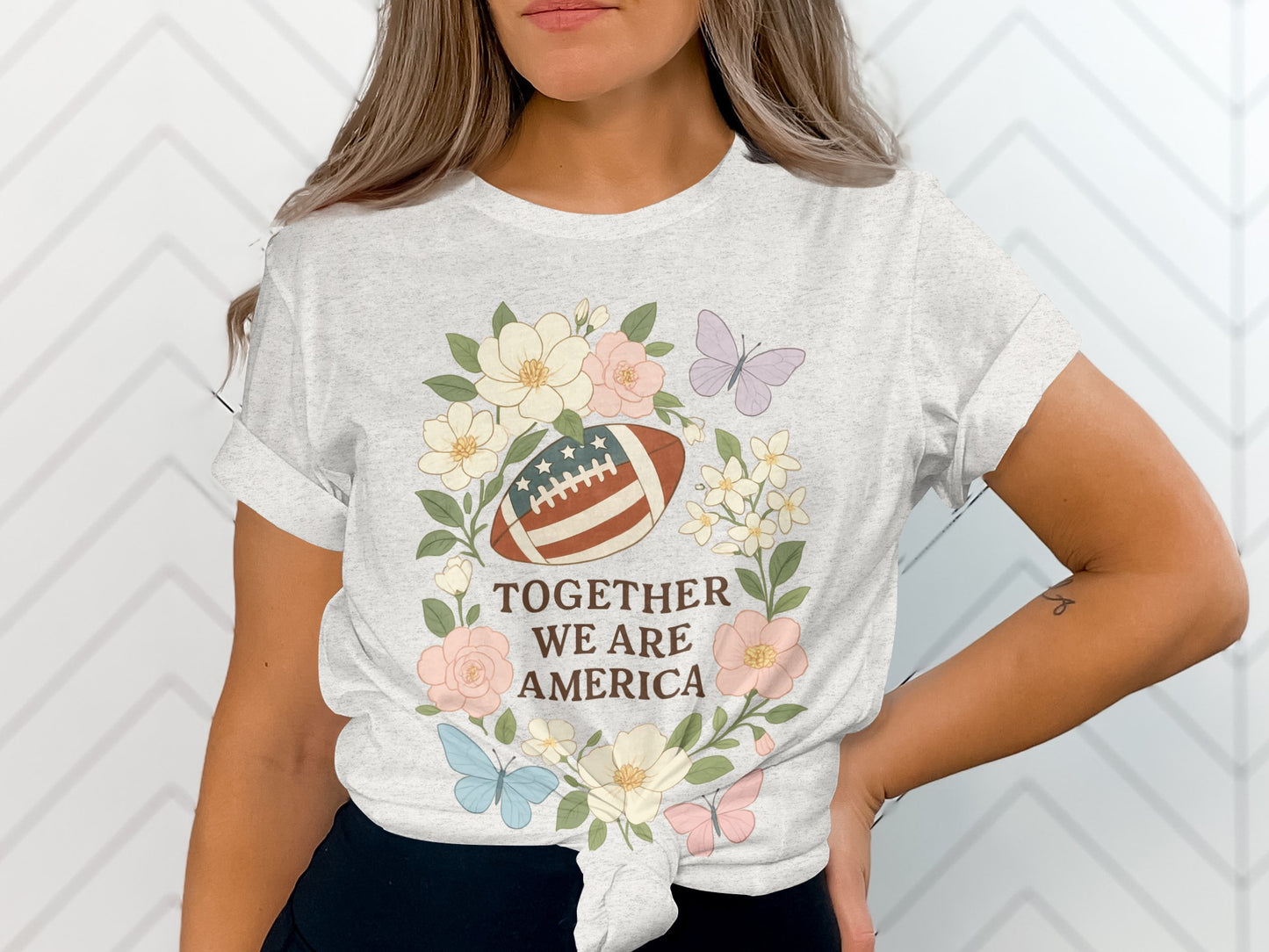 Together We Are America Floral Football Shirt