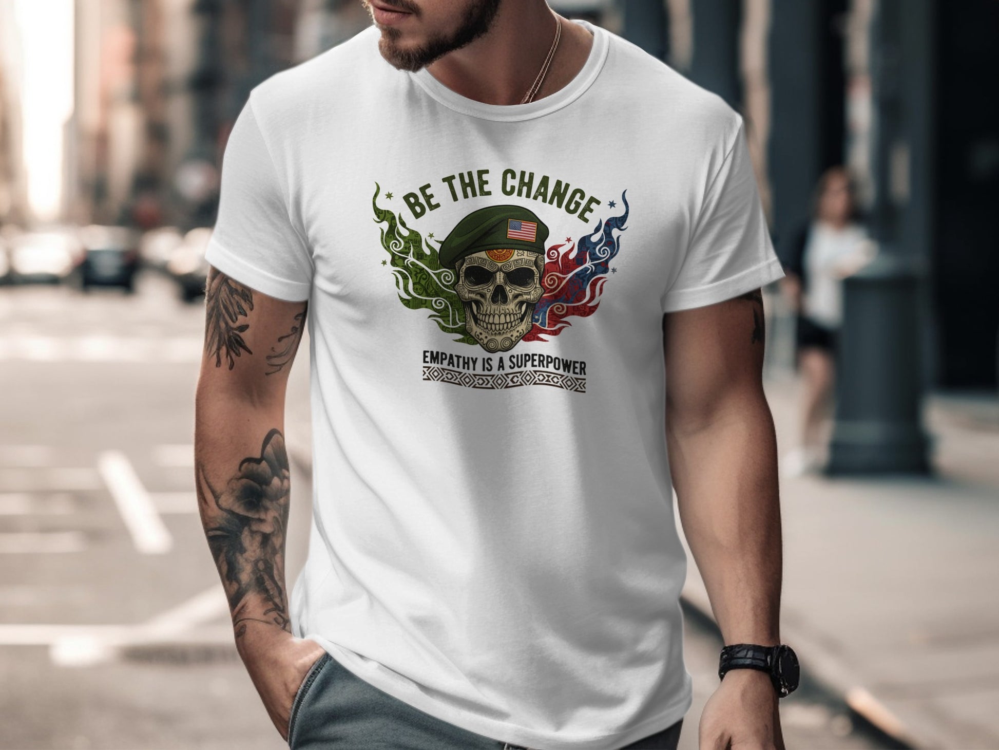 Be the Change Skull Design Empathy Superpower Shirt
