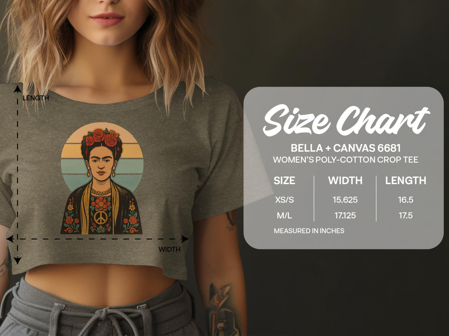 Vintage Peace Sign Frida Kahlo Graphic Crop Tee product