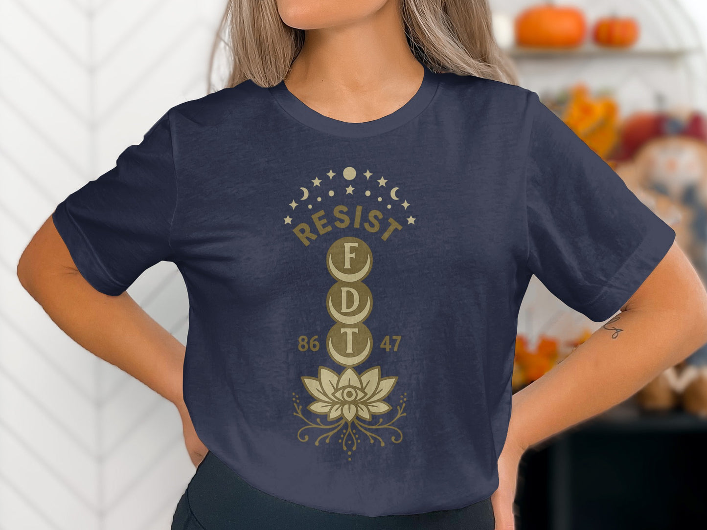 Resist FDT 86 47 Moon Stars Flower Design Shirt