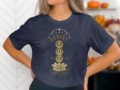 Resist FDT 86 47 Moon Stars Flower Design Shirt