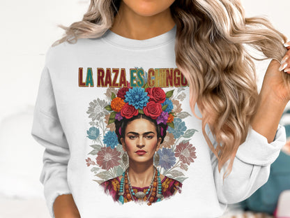 La Raza Es Chingon Floral Art Sweatshirt