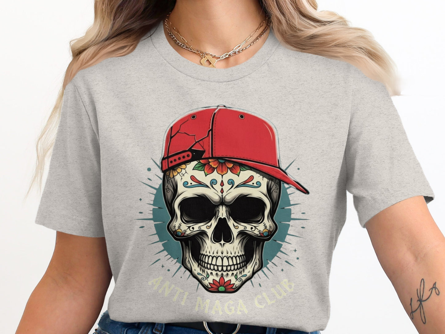 Anti Maga Club Skull With Cap Graphic T-Shirt product