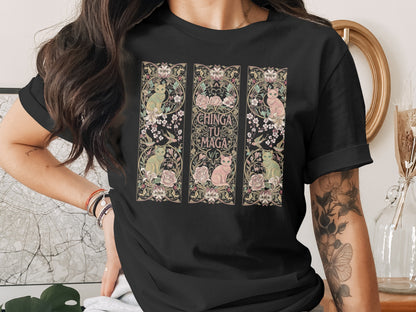 Chinga Tu Maga Beautiful Design on a Black Shirt
